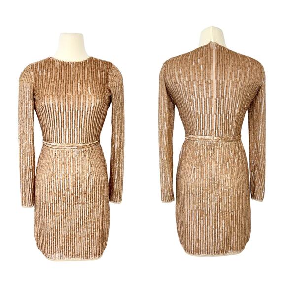 Mac Duggal Dresses & Skirts - Mac Duggal Embellished Bodycon Mini Dress Nude Dusty Pink 2 NWT